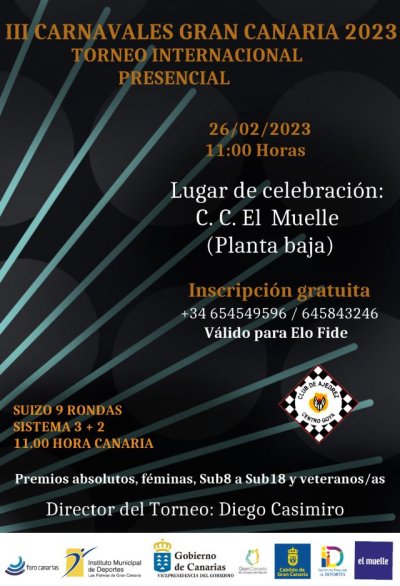 III Torneo Internacional de Ajedrez "Carnavales Gran Canaria 2023" en el Centro Comercial El Muelle