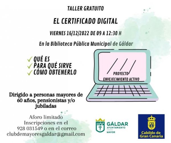 Gáldar: El proyecto &#039;Envejecimiento Activo&#039; ofrece un taller para conocer el certificado digital