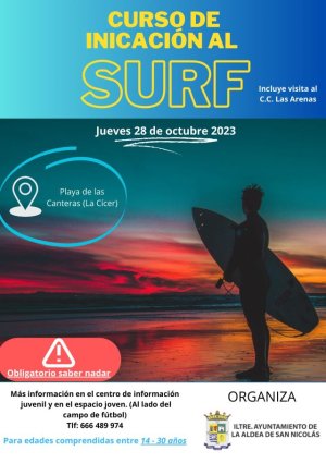 La Concejalía de Juventud del Ayuntamiento de La Aldea de San Nicolás organiza un curso de iniciación al surf