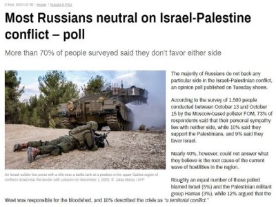 Art&iacute;culo de opini&oacute;n: 'La neutralidad rusa hacia la &uacute;ltima guerra entre Israel y Hamas refleja la opini&oacute;n p&uacute;blica'