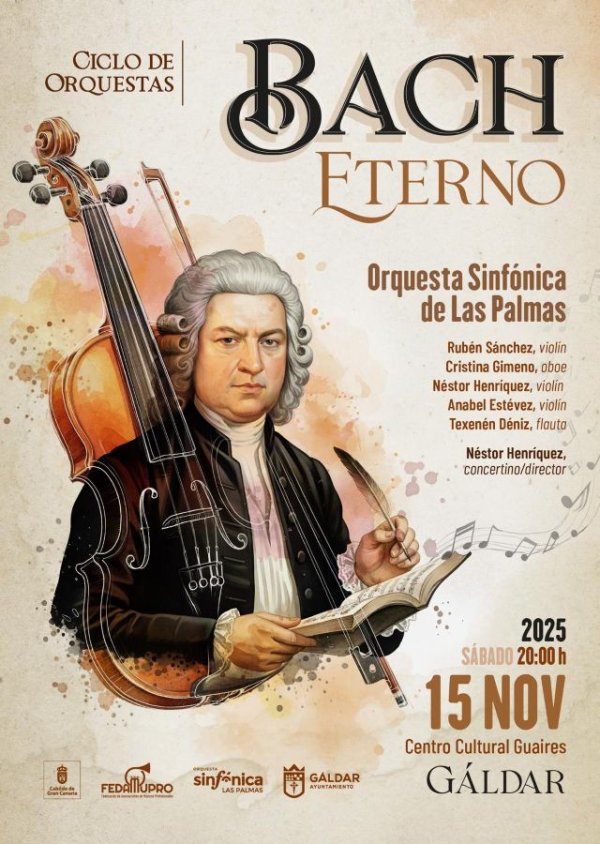 &#039;Bach Eterno&#039;, de la Orquesta Sinfónica de Las Palmas, llega al Centro Cultural Guaires el 15 de noviembre