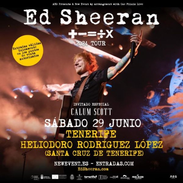 Ed Sheeran aterrizará con su gira ‘+-=÷x’ Mathematics Tour en Tenerife el próximo 29 de junio