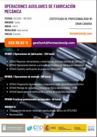 Gu&iacute;a: Curso en Marzo de Operaciones Auxiliares de Fabricaci&oacute;n Mec&aacute;nica en modalidad de aula virtual