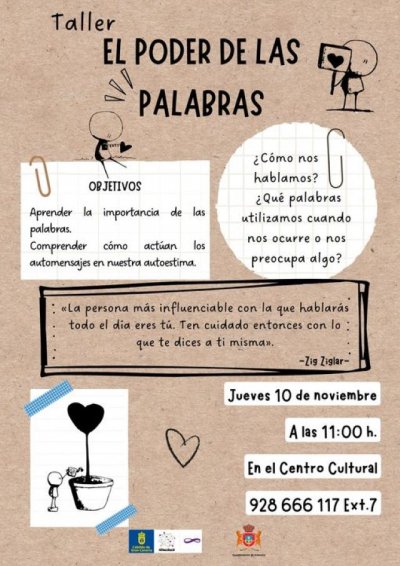 Artenara: Este jueves será el Taller &quot;El poder de las palabras&quot;