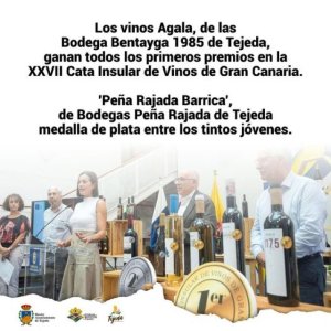Tejeda: Los vinos Agala, de las Bodega Bentayga 1985, primeros premios en la XXVII Cata Insular de Vinos de Gran Canaria