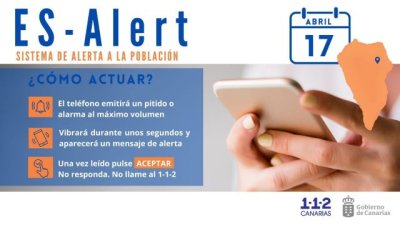 El sistema de aviso a la poblaci&oacute;n en caso de emergencia ES-Alert se prueba en La Palma el 17 de abril