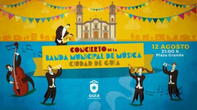 El concierto de la Banda de M&uacute;sica Ciudad de Gu&iacute;a se emite hoy lunes 12 por los medios, televisiones locales y redes sociales del Ayuntamiento