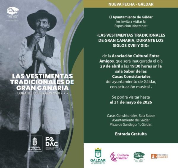 G&aacute;ldar acoge la exposici&oacute;n itinerante sobre las vestimentas tradicionales de Gran Canaria de los siglos XVIII y XIX