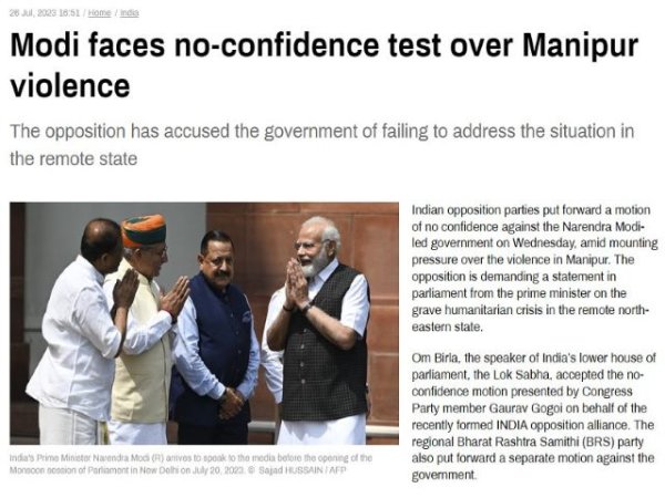 La oposición india quiere obligar al primer ministro Modi a un dilema narrativo en Manipur