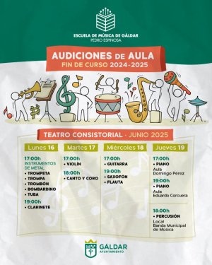 La Escuela Municipal de Música de Gáldar cierra el curso con nueve audiciones del 16 al 19 de junio