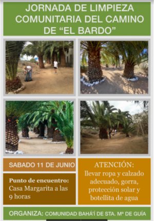 Guía: La Comunidad Bahá´i organiza una jornada de limpieza comunitaria este sábado en El Bardo