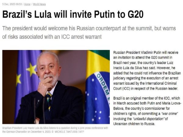 Art&iacute;culo de opini&oacute;n: 'Es poco probable que Putin asista al G20 del pr&oacute;ximo a&ntilde;o en R&iacute;o ya que Lula no puede garantizar su seguridad'