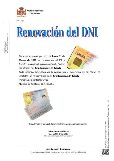 Artenara: Renovación del DNI