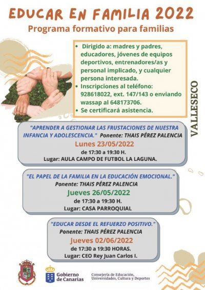 Valleseco presenta el programa “Educar en Familia” 2022
