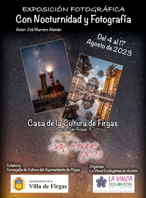 Villa de Firgas: La Exposición “Con Nocturnidad y Fotografía”, de Job Marrero se mostrará en la Casa de la Cultura a partir del 4 de agosto