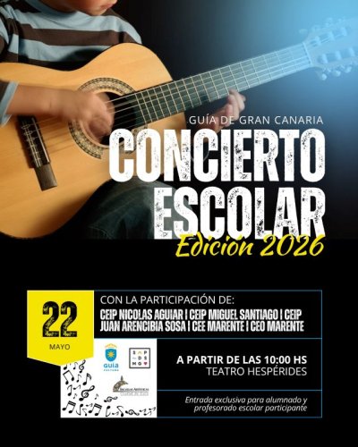 Guía: El Teatro Hespérides acoge este viernes una nueva edición del Concierto Escolar de Guía