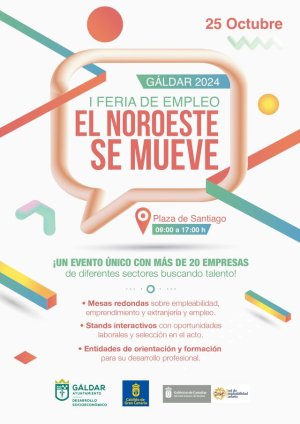 Gáldar: La Plaza de Santiago acoge este viernes 25 de octubre la I Feria de Empleo &#039;El noroeste se mueve&#039;