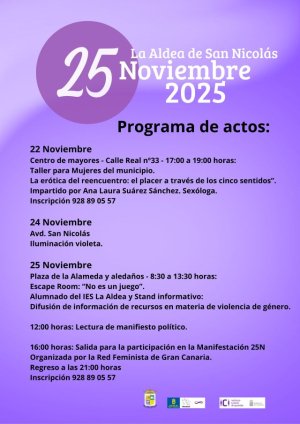 La Aldea de San Nicolás conmemora el Día Internacional de Eliminación de la Violencia contra las Mujeres con un amplio programa de actividades