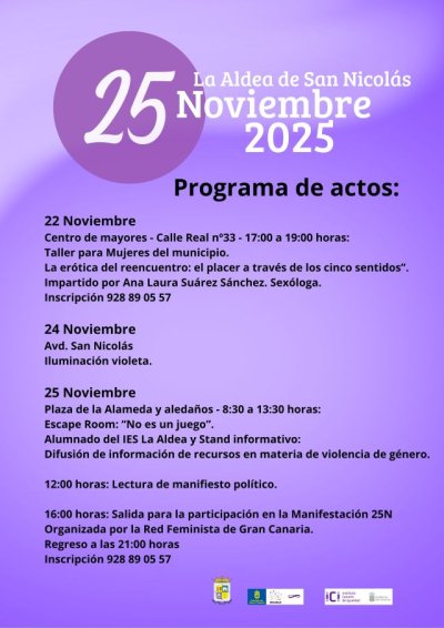 La Aldea de San Nicolás conmemora el Día Internacional de Eliminación de la Violencia contra las Mujeres con un amplio programa de actividades