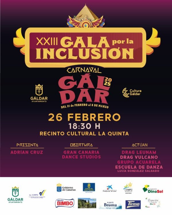 Gáldar: ‘El Antiguo Egipto’ continúa de miércoles a viernes con la XXIII Gala por la Inclusión, el Carnaval escolar y un espectáculo de Alba Pérez