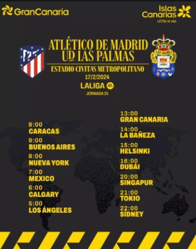 Radio Faro del Noroeste retransmite este sábado, 17-02-24, a las 13.00 horas: Atlético de Madrid - UD Las Palmas