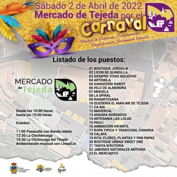Próximo sábado 2 de abril, Mercado de Tejeda por el Carnaval