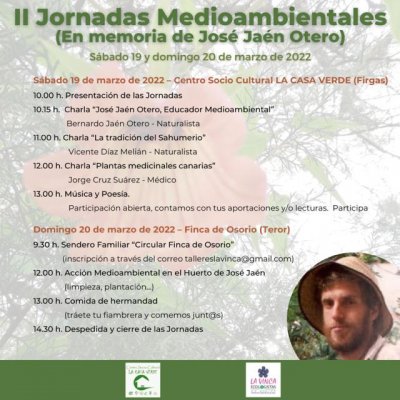 Las II Jornadas Medioambientales “José Jaén Otero”, se celebrarán los días 19 y 20 de marzo