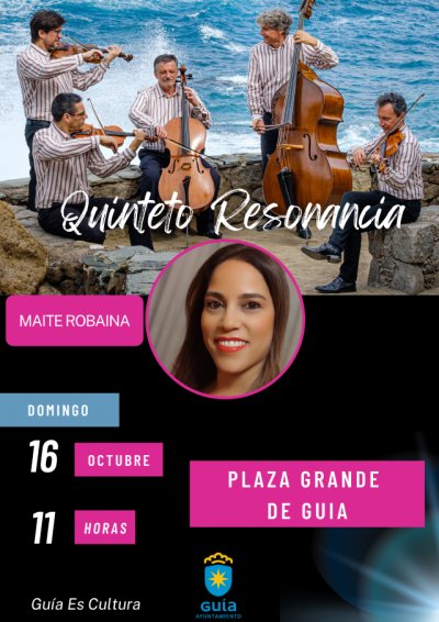 Concierto del Quinteto Resonancia y la soprano Maite Robaina en la Plaza Grande de Gu&iacute;a