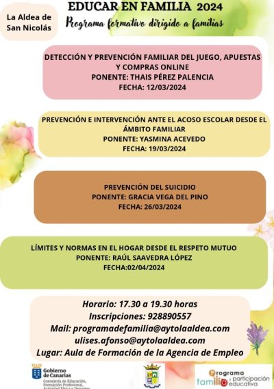 Da comienzo el programa ‘Educar en Familia’ en La Aldea de San Nicolás