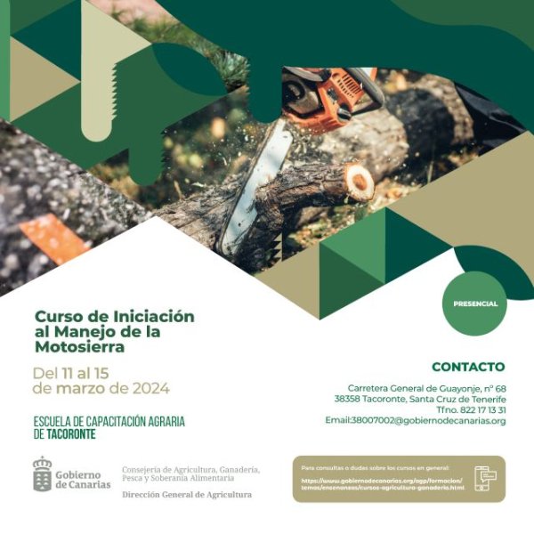 El Gobierno de Canarias imparte un curso sobre manejo de la motosierra en la ECA de Tacoronte