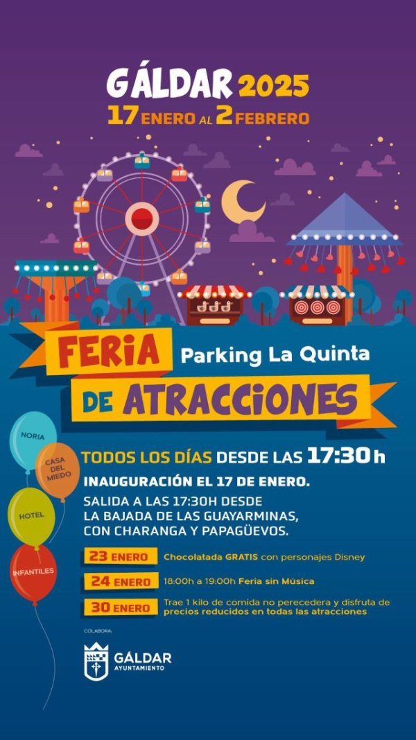 Gáldar: La Quinta acogerá la Feria de Atracciones del 17 de enero al 2 de febrero