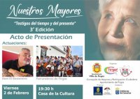 La Villa de Firgas presenta &lsquo;Nuestros Mayores Testigos del Pasado y del Presente&rsquo; el 2 de febrero en la Casa de la Cultura