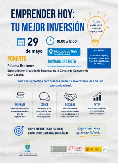 El Ayuntamiento de Gu&iacute;a ofrece el taller &lsquo;Emprender hoy: tu mejor versi&oacute;n&rsquo; para personas interesadas en iniciar un negocio
