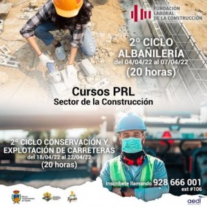 Tejeda: Próximos cursos PRL del sector de la Construcción en el mes de Abril