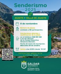 G&aacute;ldar: El programa de senderos de la Concejal&iacute;a de Deportes contin&uacute;a el 8 de noviembre con una ruta desde Agaete