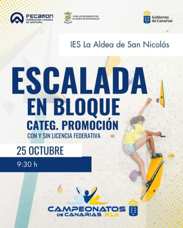 La Aldea de San Nicolás será sede del Campeonato de Canarias de escalada en bloque y carreras por montaña en edad escolar