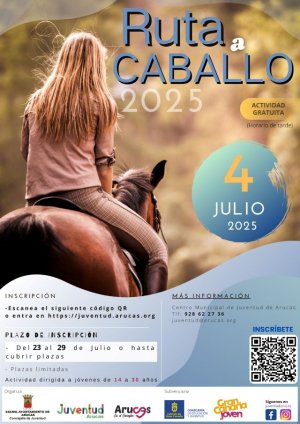 Arucas: La Concejalía de Juventud pone en marcha, dentro de la campaña de verano, la actividad ruta y cuidados del caballo