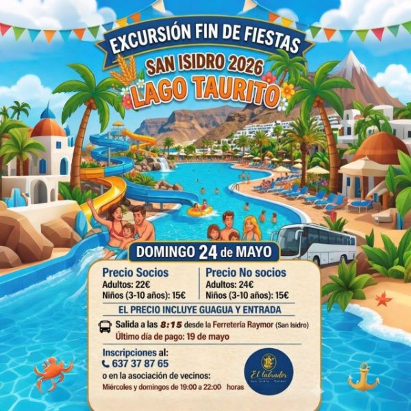 G&aacute;ldar: San Isidro despedir&aacute; sus fiestas con una excursi&oacute;n al Lago Taurito