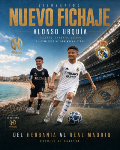 Fuerteventura: La cantera del CD Herbania vuelve a hacer historia con el fichaje de Alonso Urqu&iacute;a por el Real Madrid