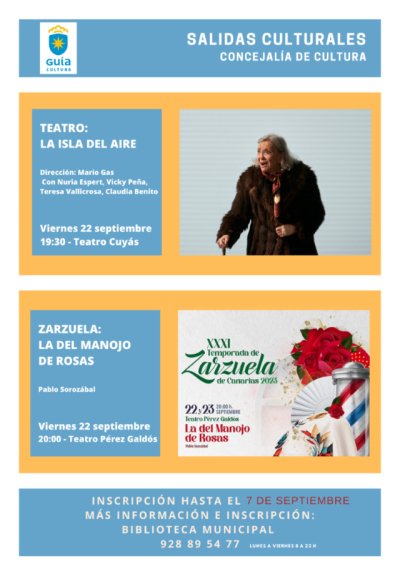 La concejal&iacute;a de Cultura de Gu&iacute;a organiza una nueva salida cultural al Teatro Cuy&aacute;s y a la Zarzuela el pr&oacute;ximo viernes 22 de septiembre