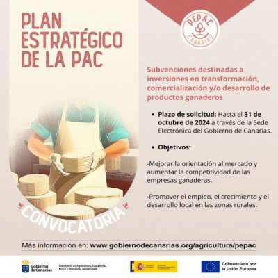 El Gobierno de Canarias convoca las subvenciones del PEPAC en transformaci&oacute;n de productos ganaderos