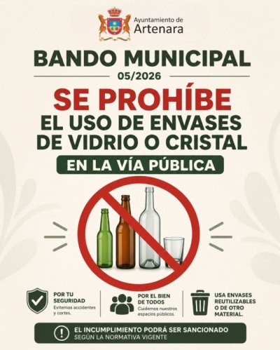 Artenara: Prohibici&oacute;n de utilizar o portar vasos y envases de vidrio o cristal en determinados espacios durante las Fiestas de La Cuevita