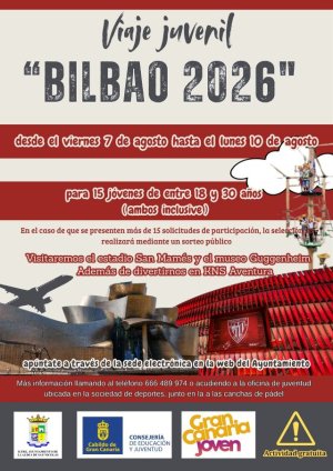El Ayuntamiento de La Aldea de San Nicol&aacute;s impulsa el ocio juvenil con un viaje cultural y deportivo a Bilbao
