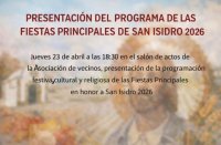 G&aacute;ldar: La AV El Labrador acoger&aacute; este jueves la presentaci&oacute;n del Programa de las Fiestas Principales de San Isidro 2026
