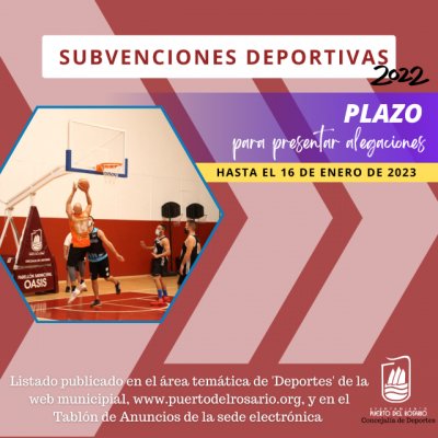 Puerto del Rosario: 277.000 &euro; en ayudas a clubes deportivos para proyectos, actividades y el fomento del deporte base en 2022