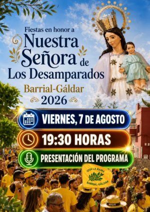 G&aacute;ldar: Barrial presentar&aacute; este viernes el programa de las Fiestas de Nuestra Se&ntilde;ora de Los Desamparados 2026