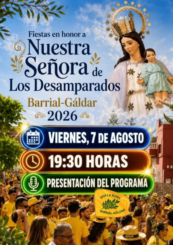 G&aacute;ldar: Barrial presentar&aacute; este viernes el programa de las Fiestas de Nuestra Se&ntilde;ora de Los Desamparados 2026