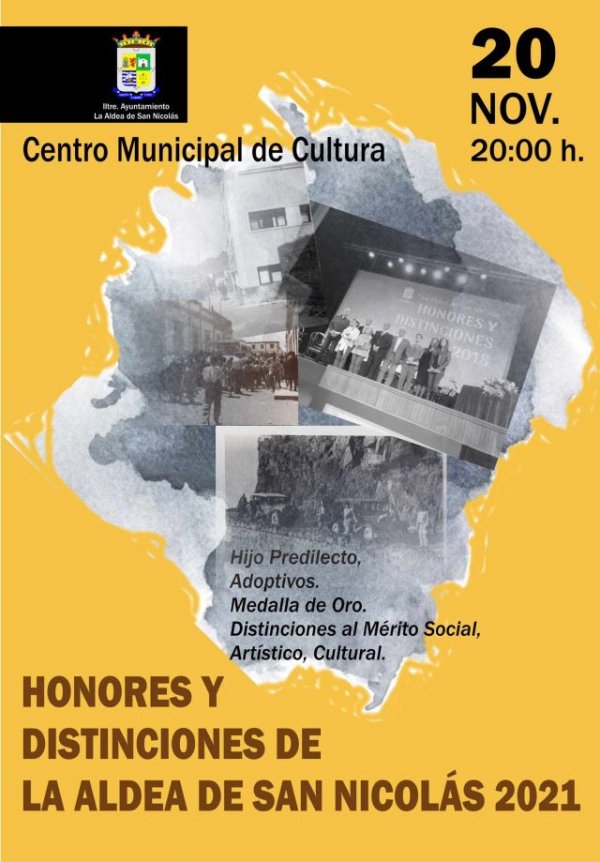 El sábado 20 de noviembre se celebra el acto de Honores y Distinciones de La Aldea de San Nicolás