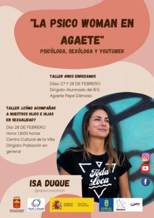 Agaete: La psicóloga, sexóloga y youtuber, &#039;Psico Woman’, celebrará dos talleres gratis