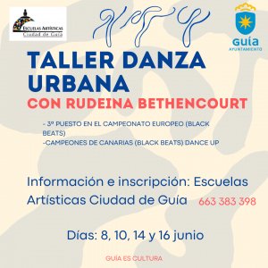 Las Escuelas Artísticas Ciudad de Guía ofrecen un taller de Danza Urbana a cargo de la coreógrafa Rudeina Bethencourt
